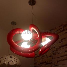 供应玛斯欧大号中国结红色喷漆餐厅装饰吊灯条形艺术设计三头LED球泡吊灯MS-P1021L 现代LED吊灯
