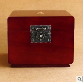 手造棕色立方茶具盒