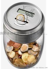 深圳厂家直供可乐罐电子储钱罐 带智能识币计数功能 透明瓶外形 理财银行存钱罐
