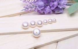 淡水珍珠7-8mmAAAA扁圆半孔颗粒珠镶嵌珍珠配对厂家直销批发