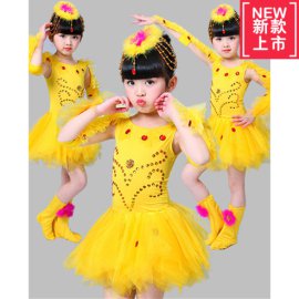 六一新款儿童动物小鸡也疯狂演出服装女儿童蓬蓬纱裙舞蹈表演服装